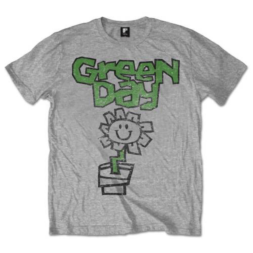 Green Day - Flower Pot Heren Tshirt - Grijs
